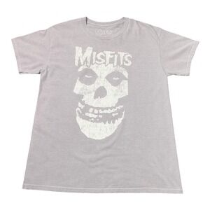 Misfits Fiend Skull Graphic Band Tee Shirt Mens Gray Short Sleeve Crewneck S/M